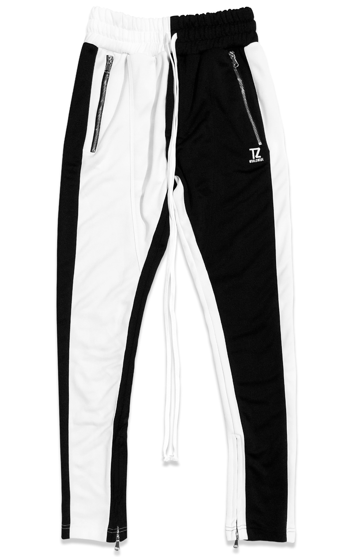 track pants black and white stripe
