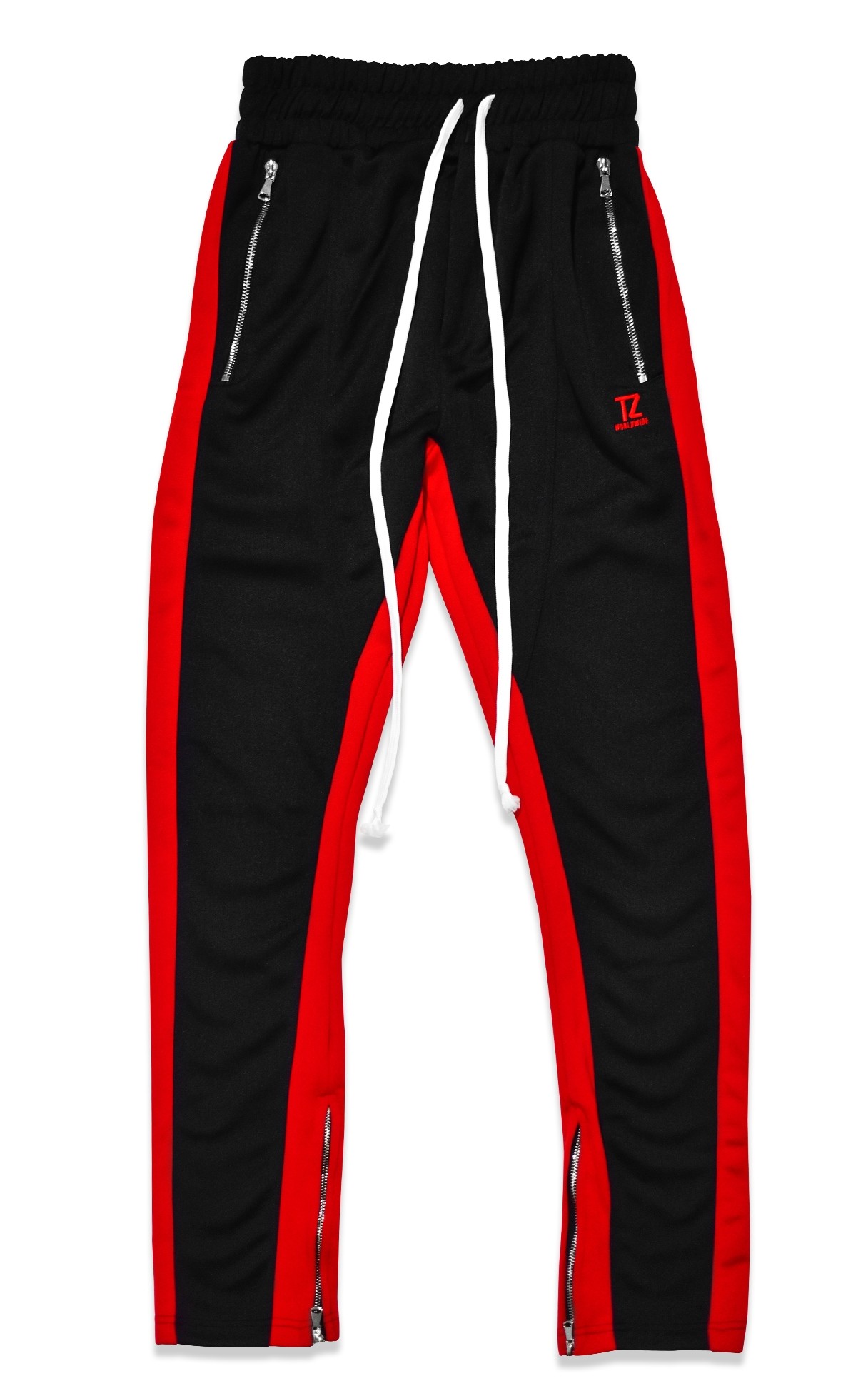 track pants black red